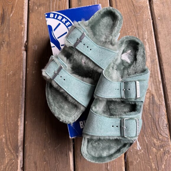 NWT Birkenstock Arizona Genuine Shearling Lined Slide Sandal in Women's 42/US11 - Picture 2 of 12